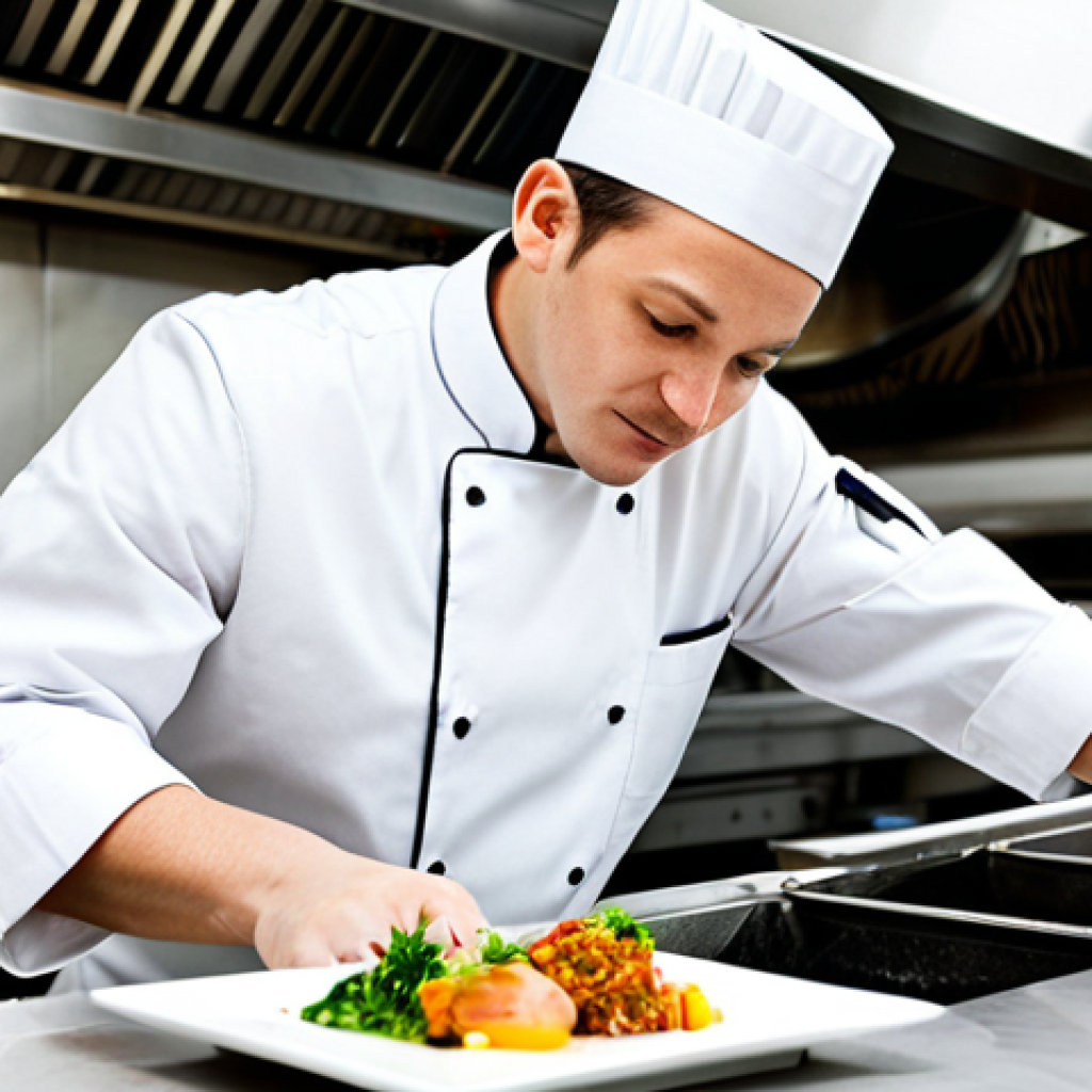 Upscale Restaurant Chef**

"A professional chef in a pristine, fully clothed chef's uniform, expertly plating a sophisticated European dish in a brightly lit, stainless steel restaurant kitchen, safe for work, appropriate content, professional, perfect anatomy, correct proportions, natural pose, well-formed hands, proper finger count, natural body proportions, high-quality photography, food photography."

**