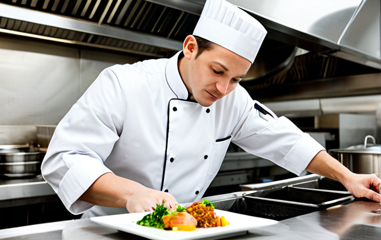 Upscale Restaurant Chef**

"A professional chef in a pristine, fully clothed chef's uniform, expertly plating a sophisticated European dish in a brightly lit, stainless steel restaurant kitchen, safe for work, appropriate content, professional, perfect anatomy, correct proportions, natural pose, well-formed hands, proper finger count, natural body proportions, high-quality photography, food photography."

**