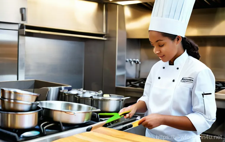 양식조리 자격증 시험 장소별 차이점 - **Prompt 1: The Pristine Culinary Workspace**
    "A wide-angle shot of a meticulously organized, st...