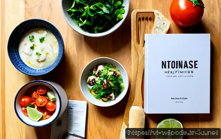 Home 17 양식조리 시험 준비에 필요한 서적 리뷰 - Photorealistic overhead flat lay for a Western cooking exam study book review, featuring several gen...